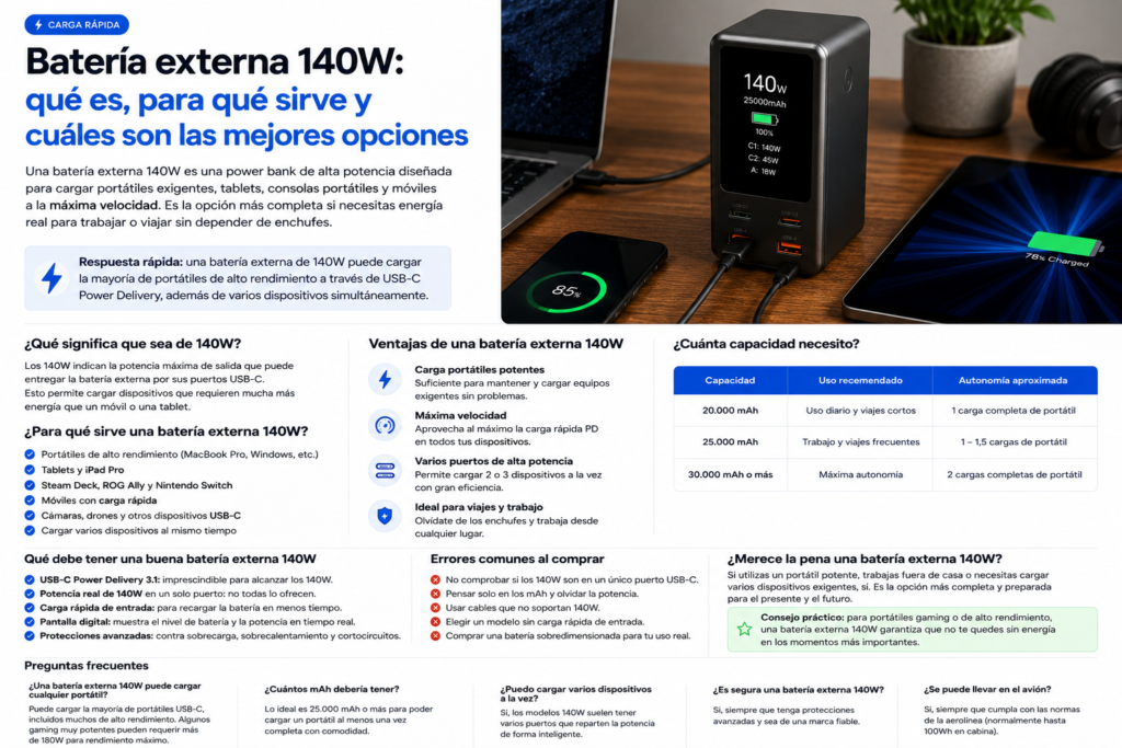 Batería externa 140w